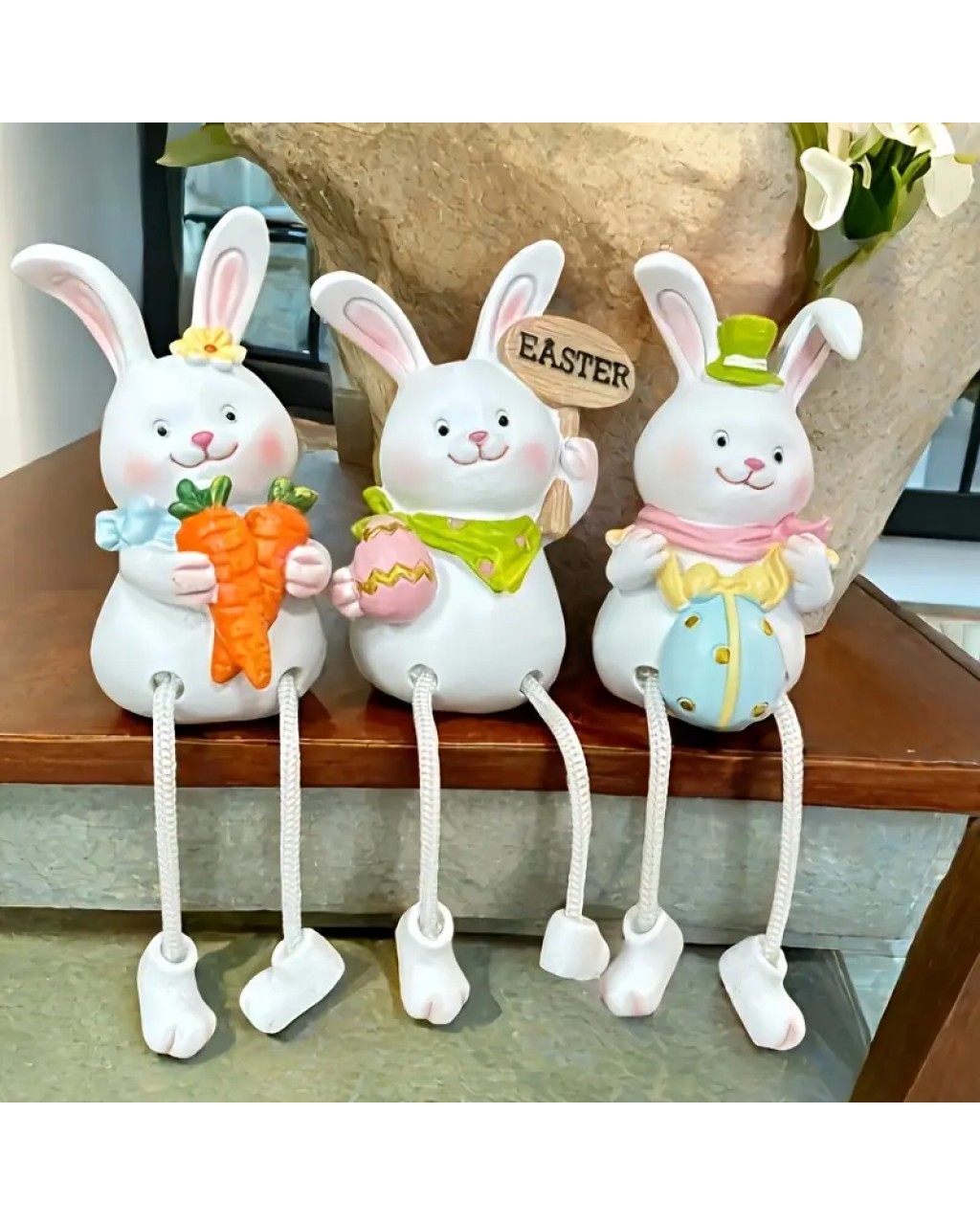 YY5960 3 Adet Sallanan Ayaklı Paskalya Tavşanı Biblo Silikon Kalıp